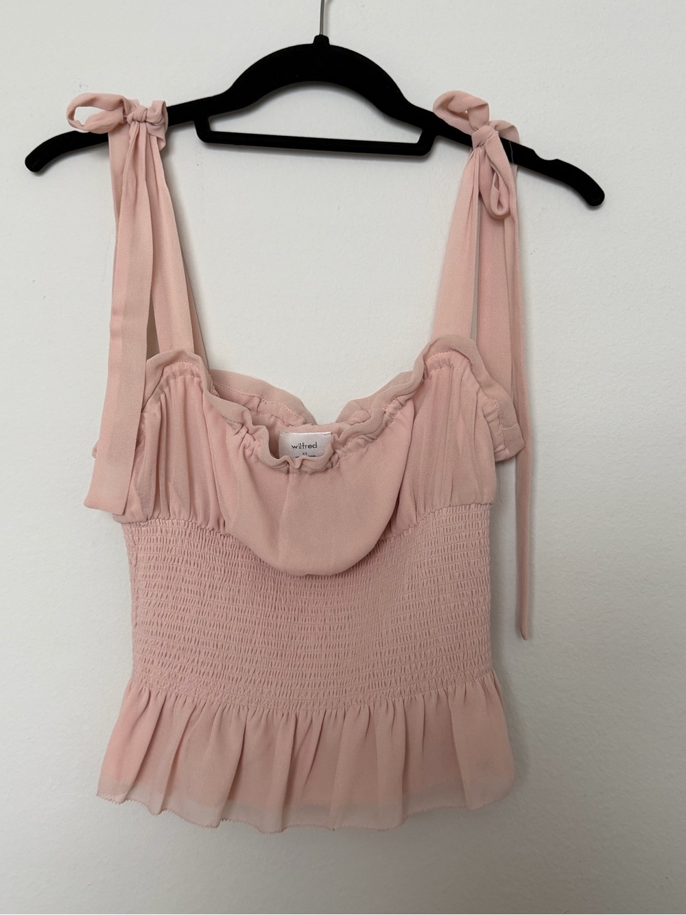 Wilfred Dusty Pink Tie-Strap Smocked Peplum Camisole